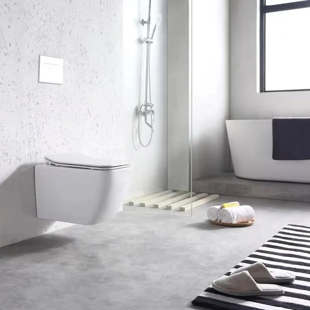 Rea Martin - závesná WC misa Rimless 51x37 s pomaly-padajúcim sedátkom, biela, REA-C8006