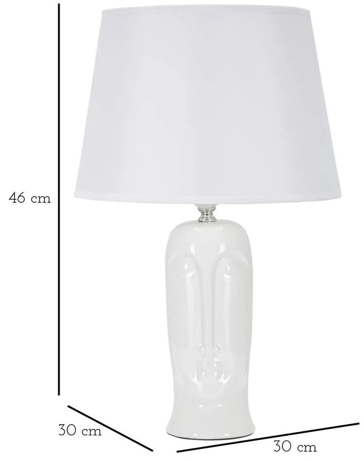 Biela keramická stolová lampa s textilným tienidlom (výška 46 cm) Statua – Mauro Ferretti