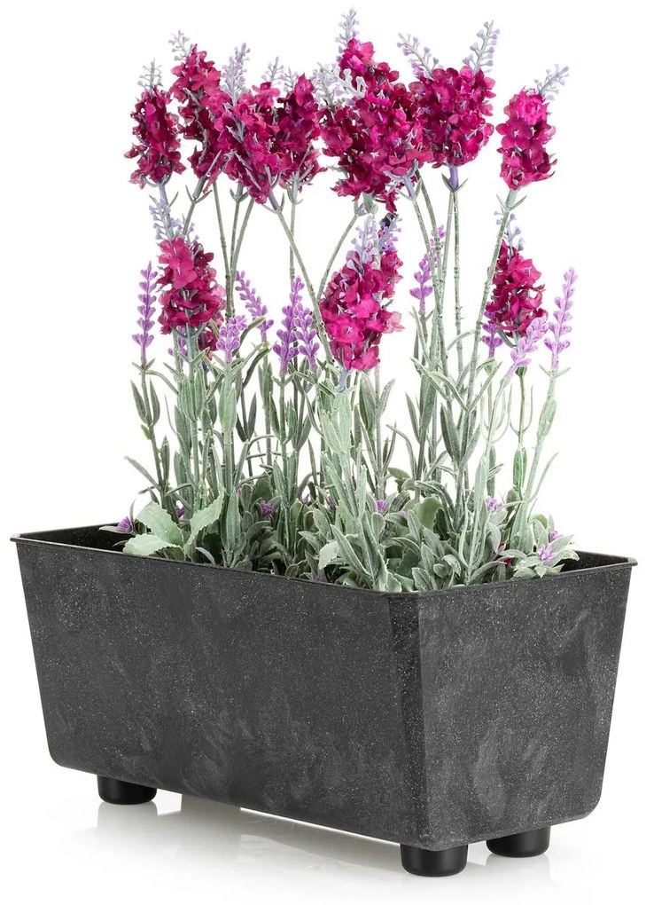 PLASTOVÝ KVETINÁČ SALVIA 28,5X17 CM IMITÁCIA BETÓNU ČIERNA