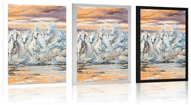 Plagát kone tvorené vodou - 30x45 white