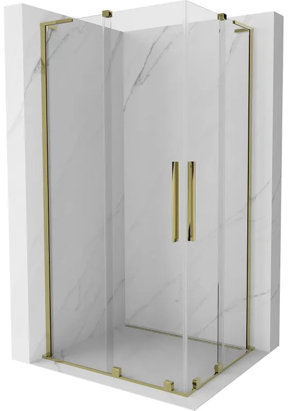 Mexen Velar L Duo, sprchový kút s posuvnými dverami 90 x 80 cm, 8mm číre sklo, zlatá lesklá, 871-090-080-02-03-50