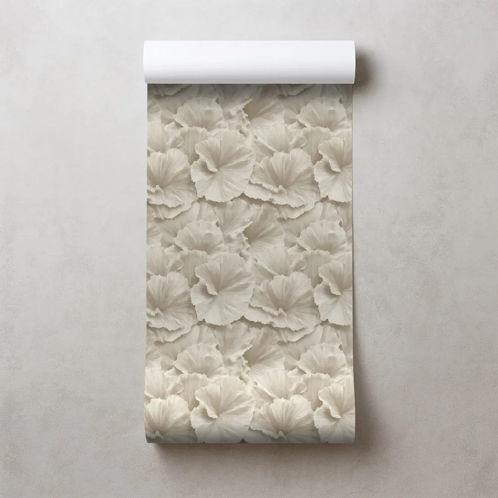 Tapeta béžové kvety v jemnom štýle