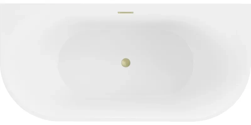 Mexen Oval, voľne stojaca nástenná vaňa 160 x 80 cm, biela, zlatý matný prepad, 52671608000-55