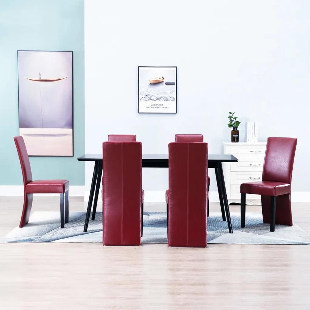 vidaXL Jedálenské stoličky 6 ks, vínovo červené, umelá koža