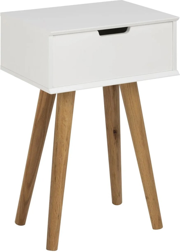 ACTONA Nočný stolík MITRA biely drevené nohy 40 x 61 cm