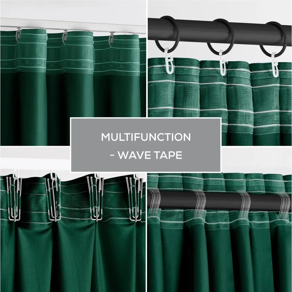Tmavozelený zamatový dimout záves 140x245 cm Pleat – Restilo