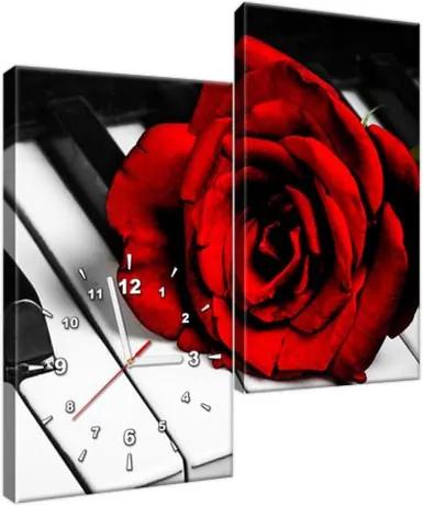 Obraz s hodinami Ruža na klavíri 60x60cm ZP1229A_2J