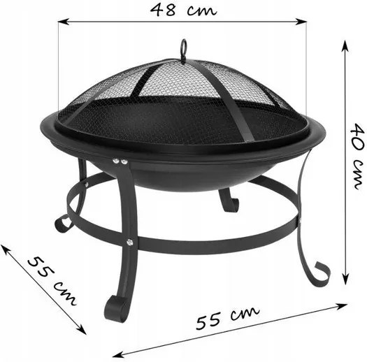 Vekr Q43D záhradné ohnisko 55 cm + Darček Teflónová podložka na grilovanie 2 ks