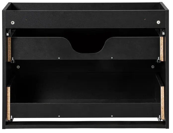 Kúpeľňová zostava Nova Black 80 cm s umývadlom, doskou a skrinkami čierna/dub evoke