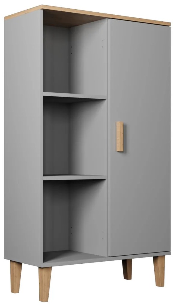 Vitrína DENVER 120 cm sivý/dub hickory