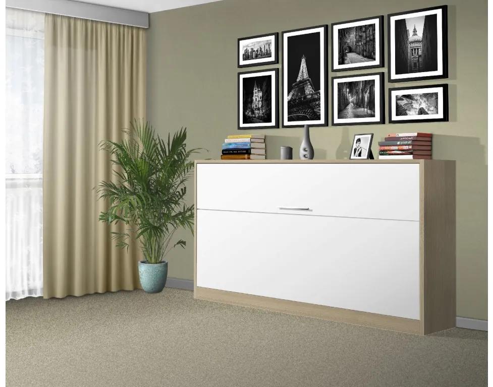 Nabytekmorava Sklápacia posteľ VS1056, 200x90cm farba lamina: antracit/biele dvere, Varianta dverí: matné