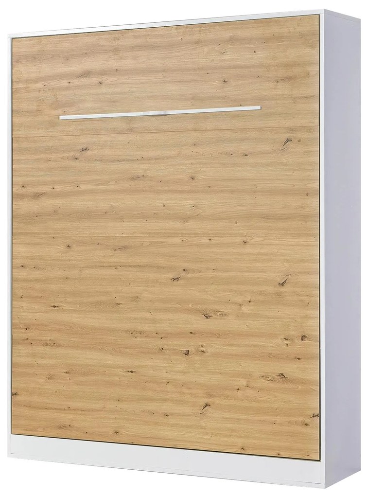 Sklápacia posteľ 160 Perfecto I (biela + dub + biela) (vertikálna) (bez osvetlenia). Akcia -20%. Vlastná spoľahlivá doprava až k Vám domov. 1128895