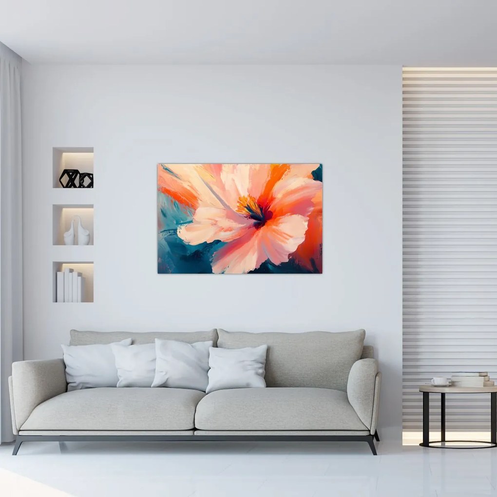 Obraz - Maľovaný kvet (90x60 cm)