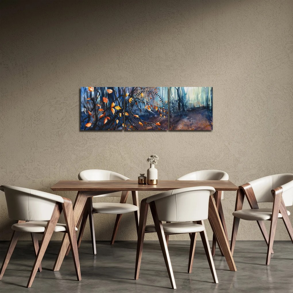 Obraz - Lúče jesenného slnka (s hodinami) (90x30 cm)