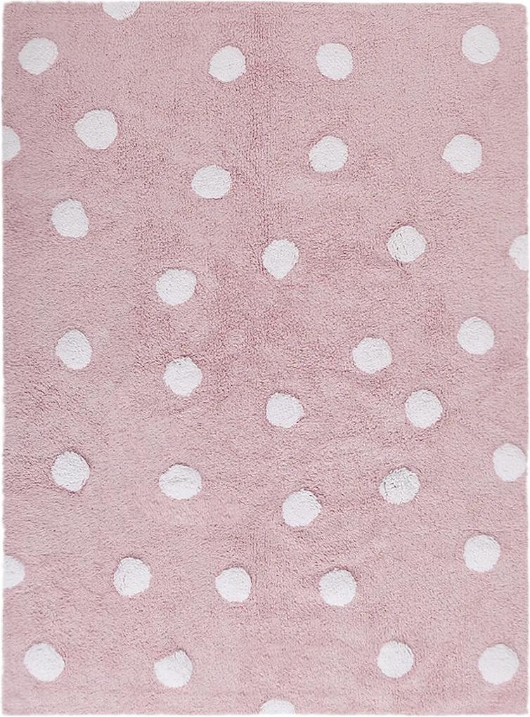 Lorena Canals koberce Pro zvířata: Pratelný koberec Polka Dots Pink-White - 120x160 cm