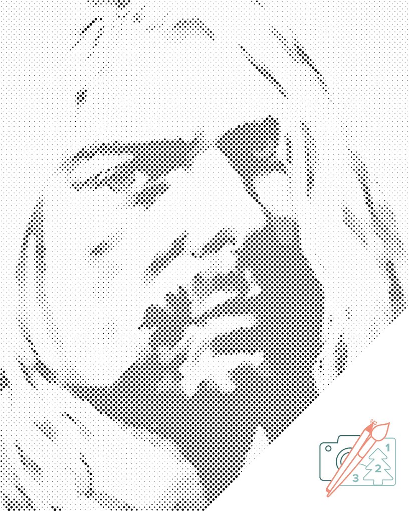 Gario Bodkovanie Kurt Cobain Rozmery: 30 x 40 cm, Rámovanie: S vnútorným rámom, Farba bodiek: Čierna