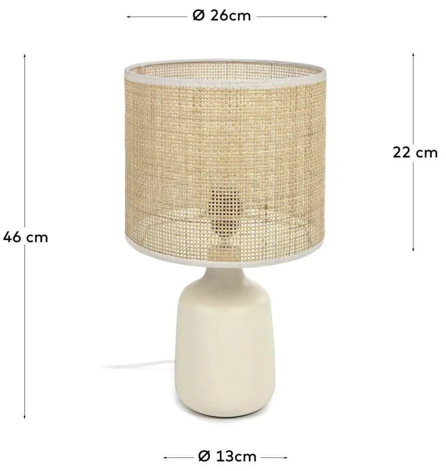 Krémová/v prírodnej farbe keramická stolová lampa (výška 46 cm) Erna – Kave Home