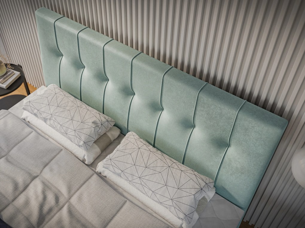 Jednolôžková posteľ Boxspring 120 cm Leny (mätová) (s matracom a úl. priestorom). Vlastná spoľahlivá doprava až k Vám domov. 1043401