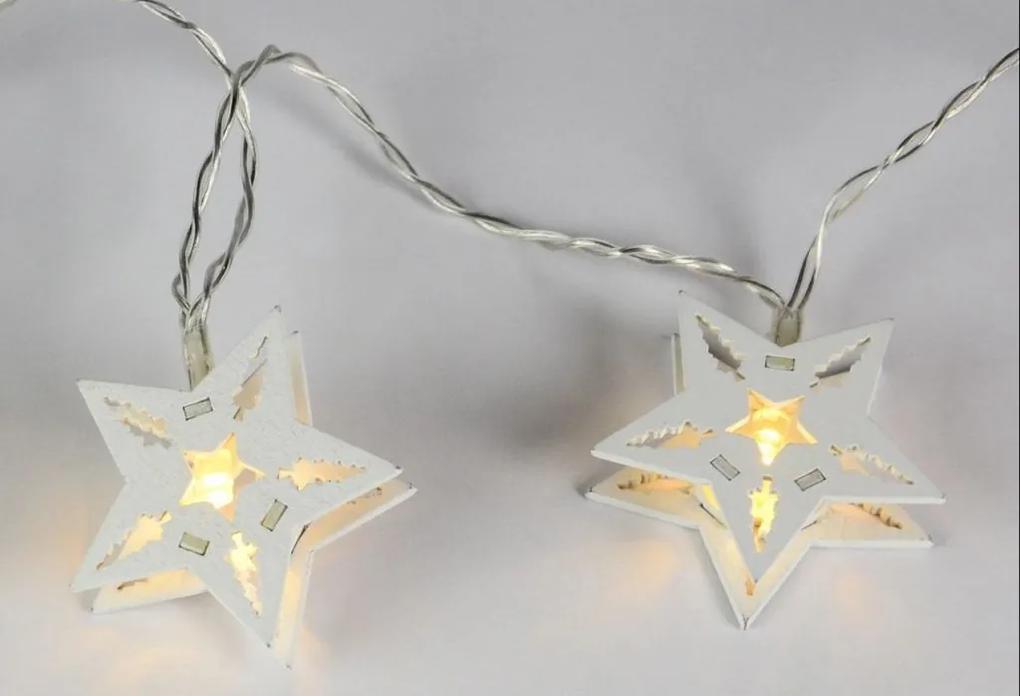 HOLZ Vianočná dekoratívna reťaz - biela hviezda - 10 LED