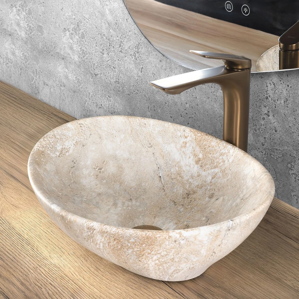 Rea Sofia Savana Mat, umývadlo na dosku 410x345x150 mm, imitácia kameňa, REA-U6361