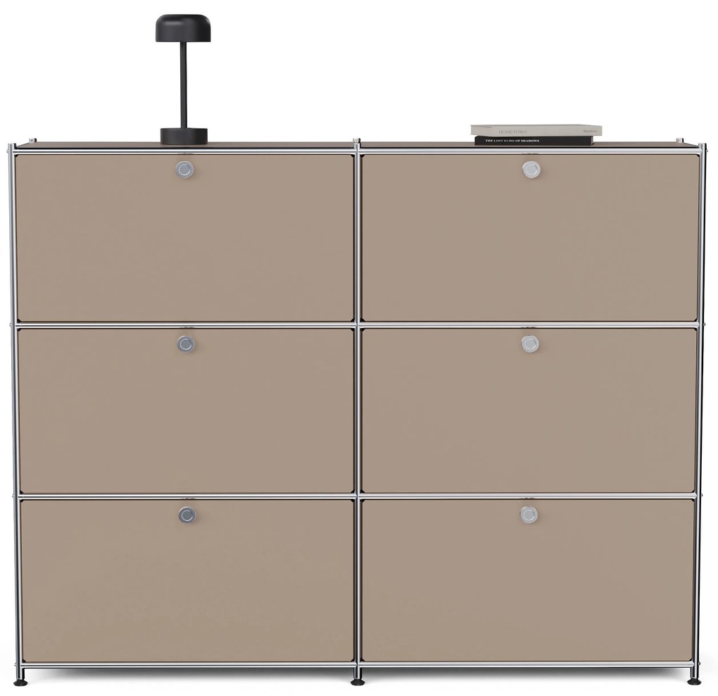 Kovová komoda »CN3« so 6 výklopnými priečinkami, hnedosivá
