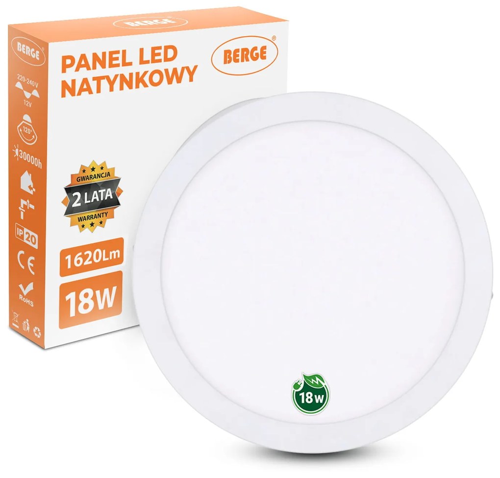 BERGE LED panel kruhový 225x35mm prisadený - 18W - 230V - 1480Lm - teplá