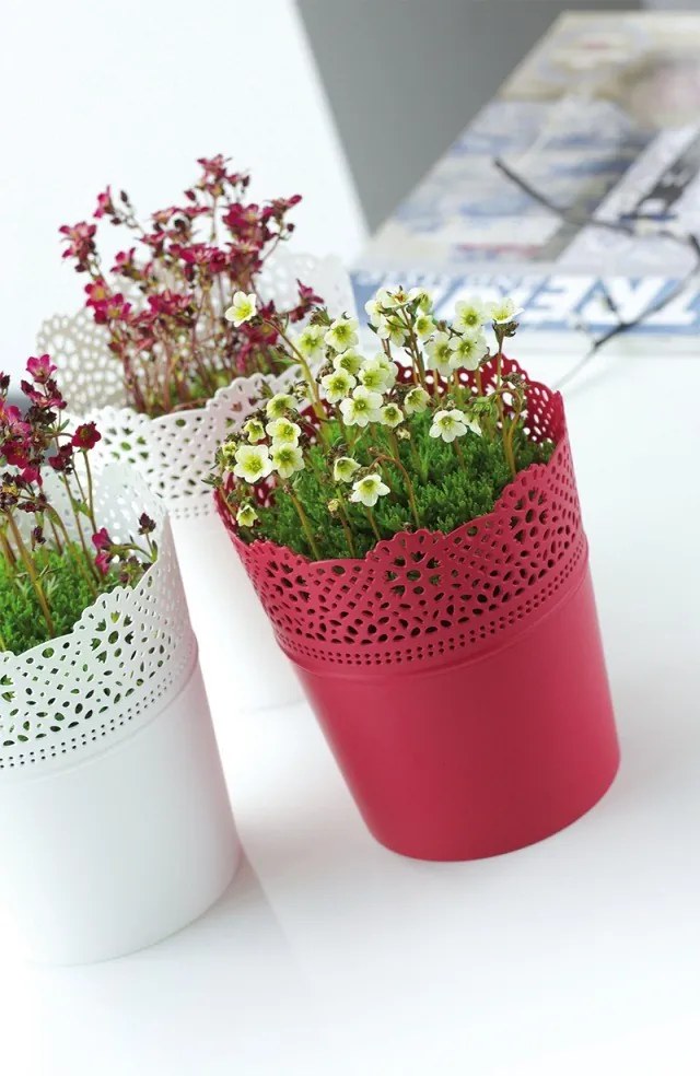 Kvetináč s čipkou Lace biely
