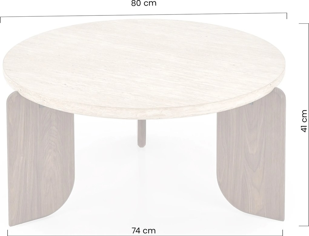 Okrúhly konferenčný stolík Manios 80 cm - travertín / orech