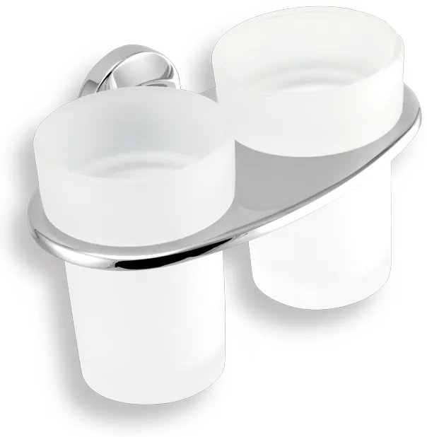 Novaservis - Dvojitý držiak zubných kefiek, pasty sklo Metalia 11 chróm, 0157,0
