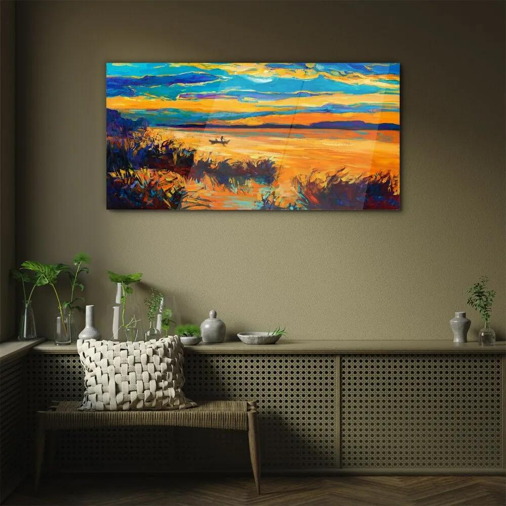 Obraz na skle Vodné obloha západ slnka