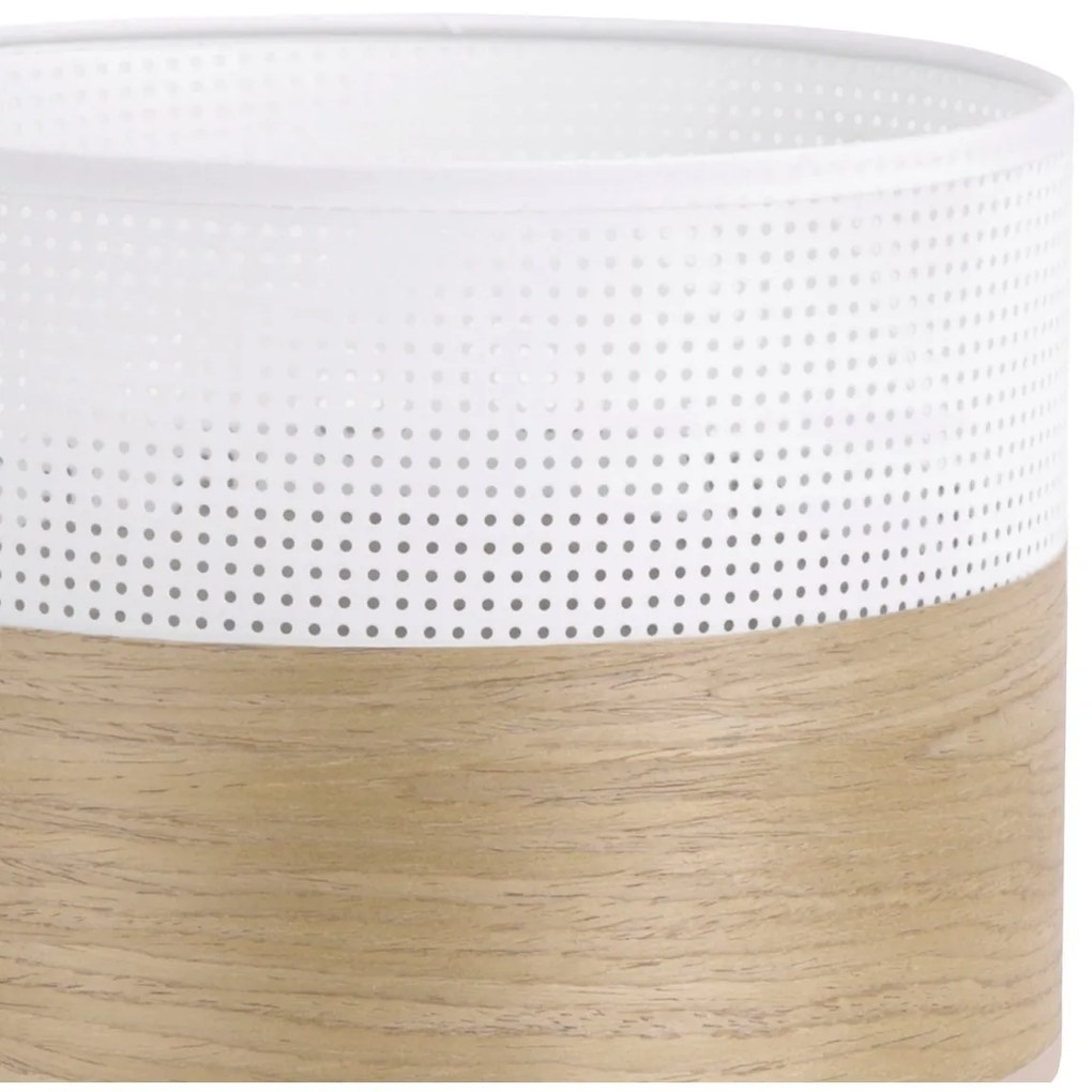 Závesné svietidlo Wood, 1x dýha zlatý dub/biele PVC tienidlo, (fi 20cm)