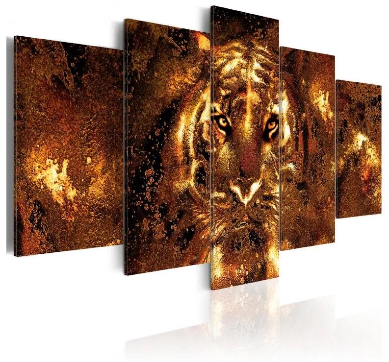 Artgeist Obraz - Golden Tiger Veľkosť: 100x50, Verzia: Premium Print