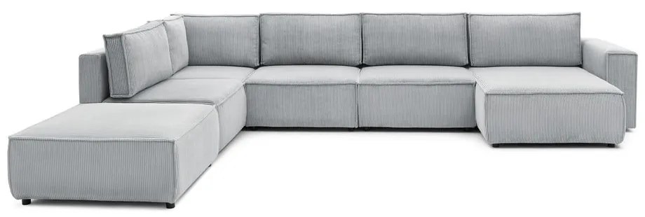 Svetlosivá menčestrová rohová pohovka (ľavý roh/do tvaru "U") Nihad modular – Bobochic Paris