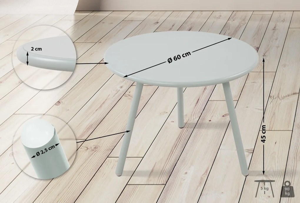 Konferenčný stolík Minot - v45 x Ø60 cm - Tyrkysová