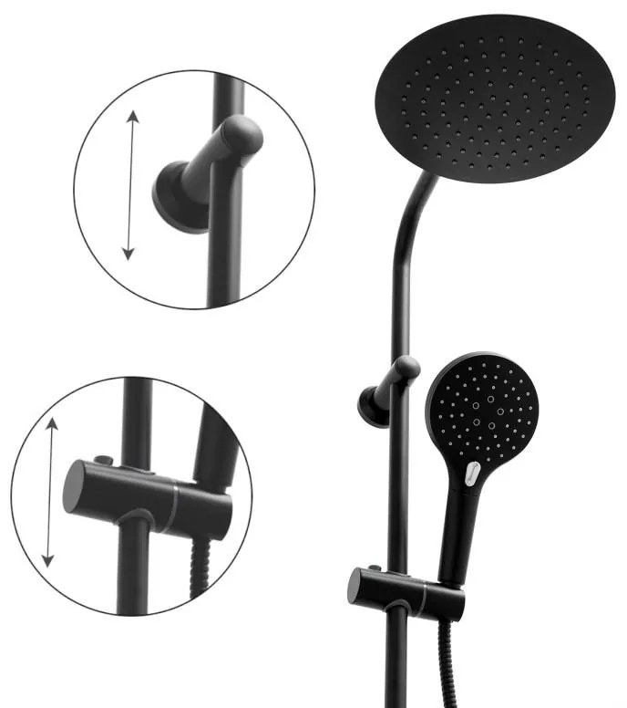 Erga Bergen Therm, sprchová súprava s termostatickou batériou a dažďovou hlavicou 25cm, čierna matná, ERG-YKA-BP.BERGEN-THERM-25-BLK