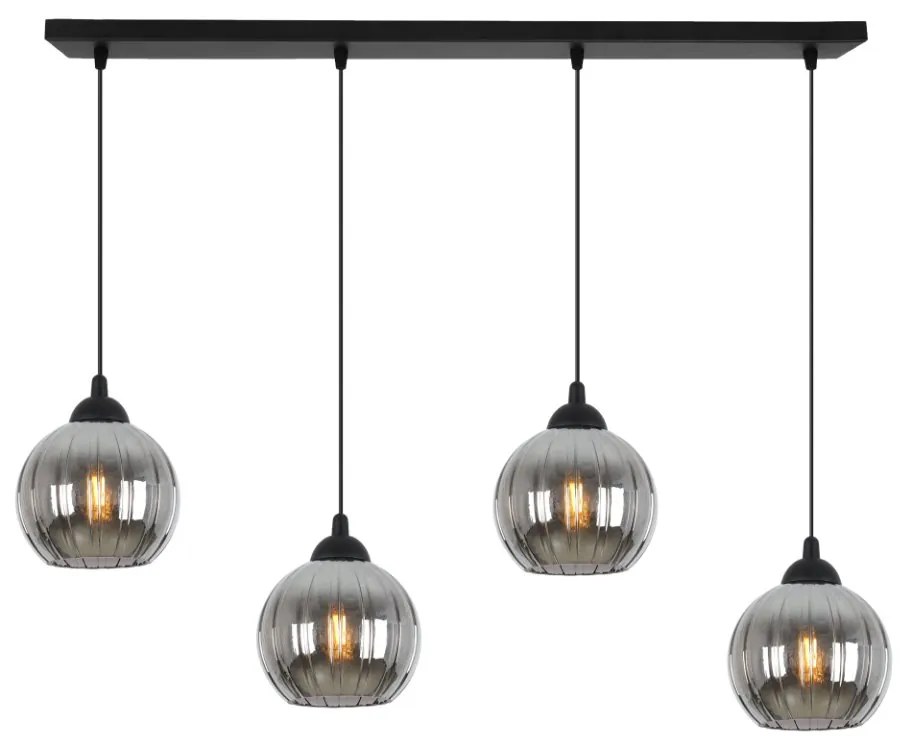 Závesné svietidlo Costa, 4x grafitové sklenené tienidlo, b