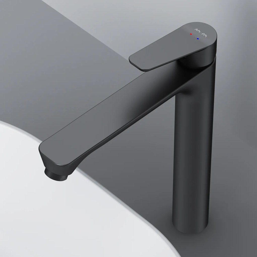 Umývadlová batéria AM.PM Hit FTA92222 vysoká s odtokovým ventilom, čierna