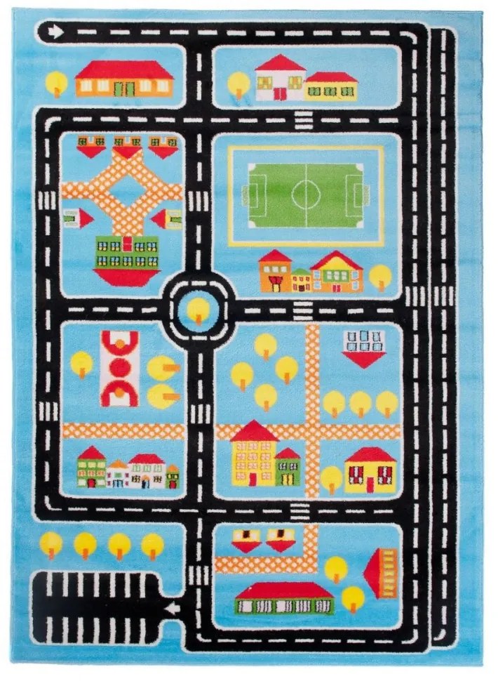 Detský kusový koberec Plan mesta modrý, Velikosti 300x400cm