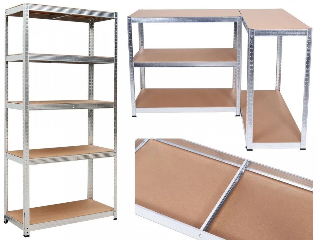 Skladový regál Max 5 políc strieborno-hnedý