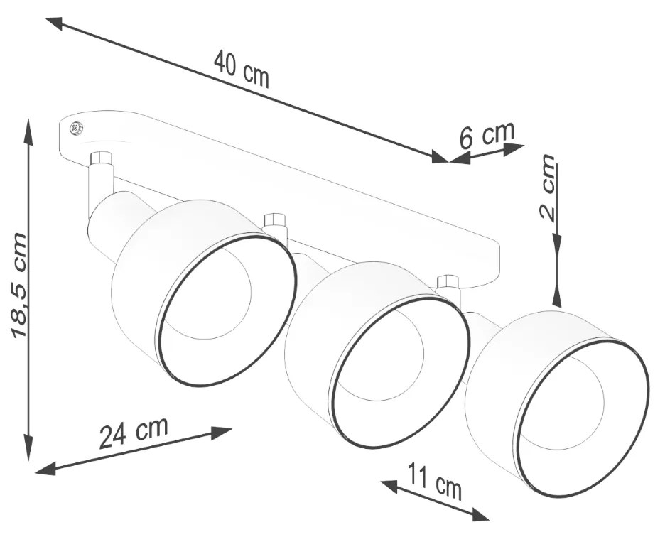 Sollux Lighting Stropné svietidlo ELBA 3 čierne