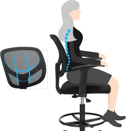Ergonomická kancelárska stolička s podrúčkami, čierna