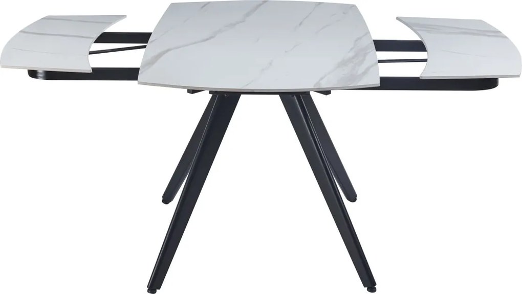 Dekorstudio Rozkladací jedálenský stôl s mramorovou doskou 120-180x80 cm - biely