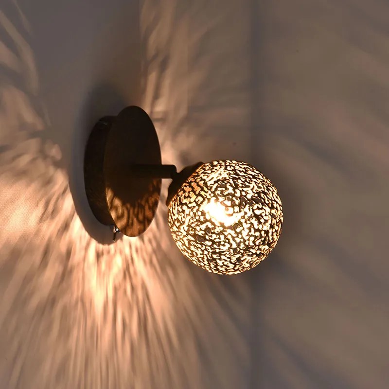 Nástenná lampa hrdzavohnedá nastaviteľná so spínačom - Kreta