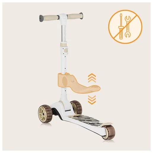 Lionelo - Detská kolobežka 2v1 FRANKY biela/béžová