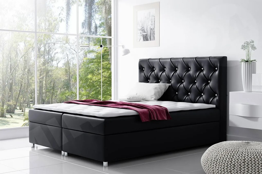 Posteľ kontinentálna Balicci, Rozmer postele: 180x200, Dostupné poťahy: ekokoža Soft 017 (biela)