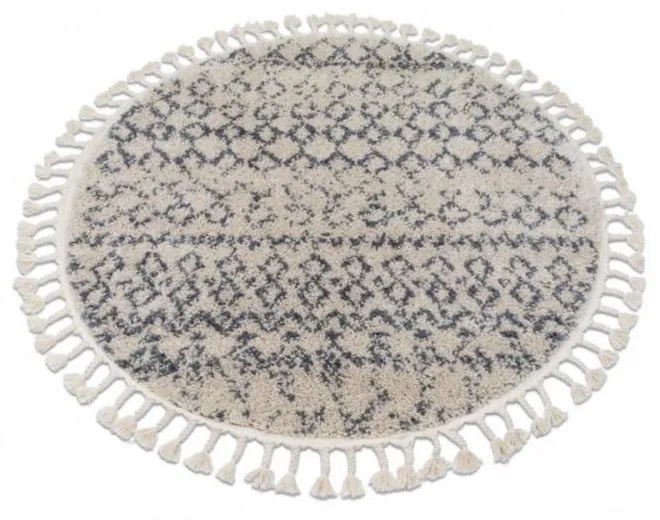 Kusový koberec Shaggy Agar krémový kruh 120cm