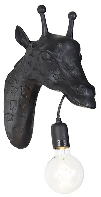 Klasická nástenná lampa čierna - Žirafa