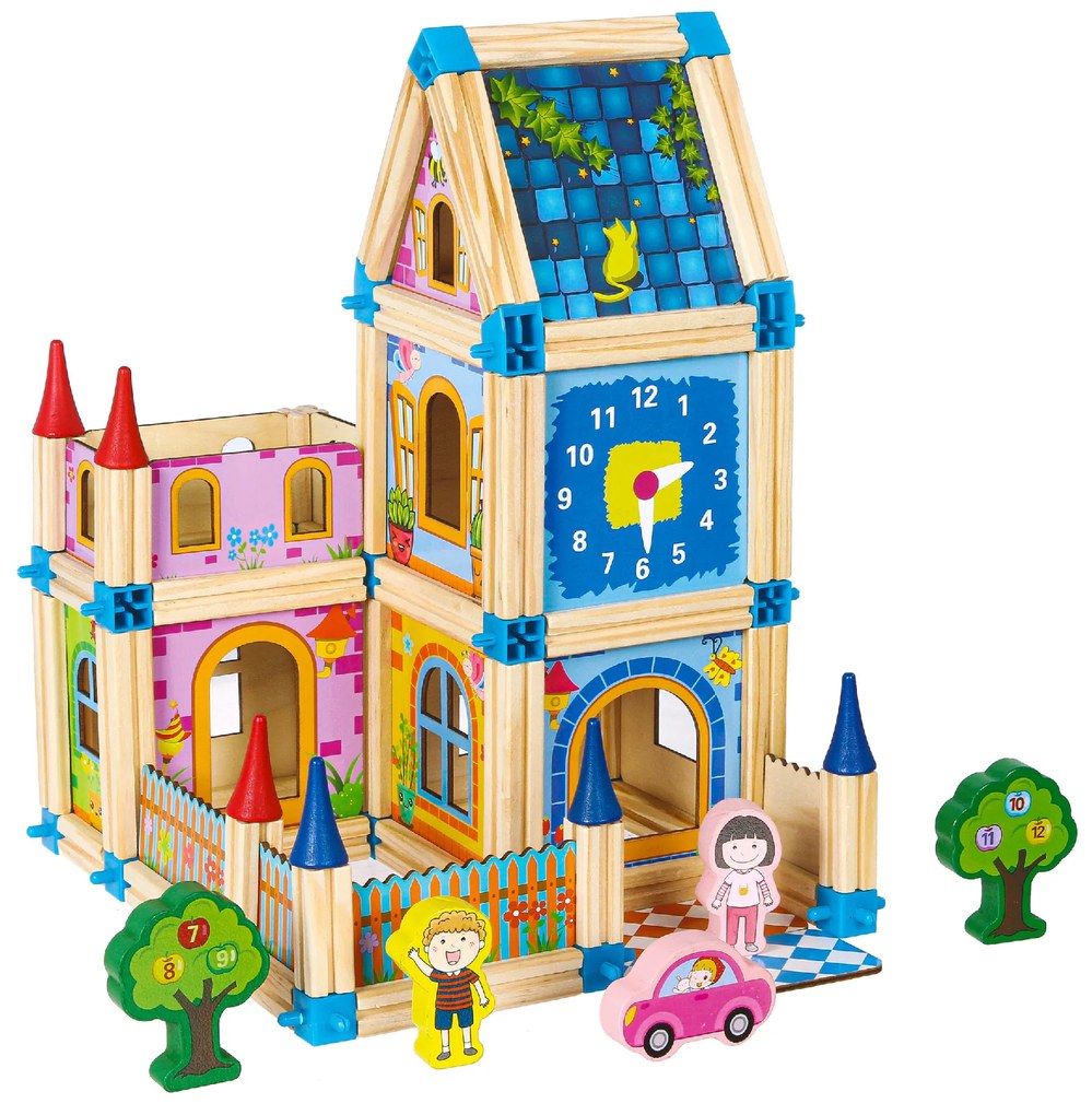Drevená stavebnica ECOTOYS 128 ks 6v1