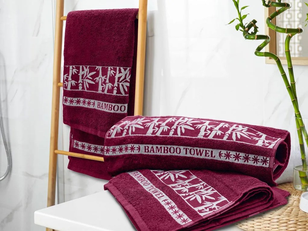 1x osuška BAMBOO vínová + 2x uterák BAMBOO vínový