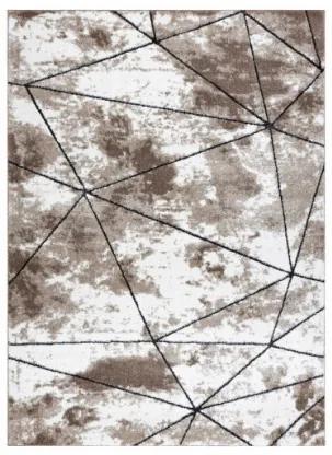 Koberec COZY Polygons, geometrický - hnedý